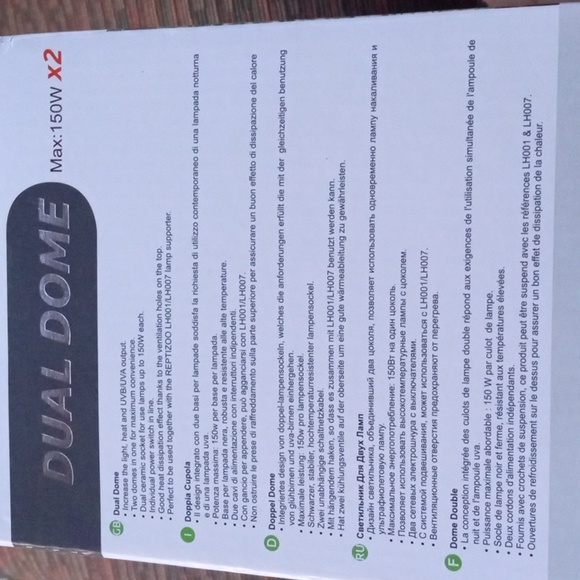 New! REPTI ZOO Dual Dome Lamp. 150w per Socket. - Picture 3 of 6